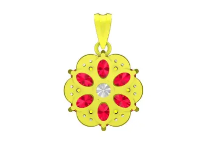 A4737 Diamond Flower Pendant 3D print model