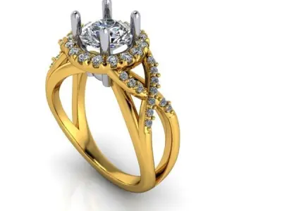 Glamorous Halo Split Bridal Ring Infinity Style USA size 7 3D print model