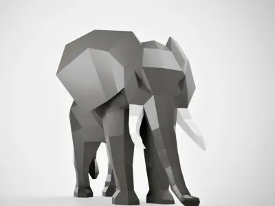 Low Poly Elephant with tusks Low-poly 3D model purchase