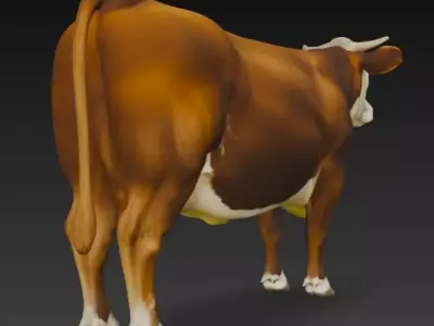 Brown and White Cow Low-poly 3D model