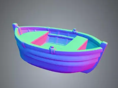 Painted Wooden Boat 1 Free low-poly 3D model