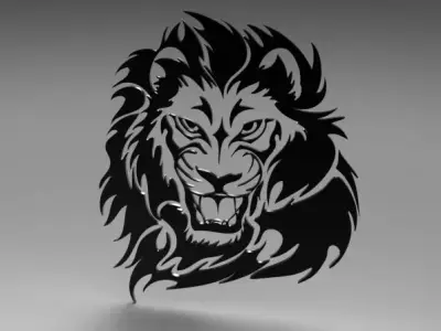 Tribal Lion for laser cutting Low-poly 3D model