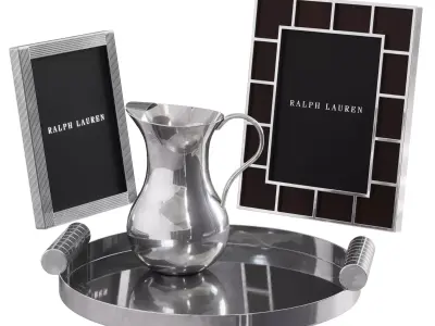 Tray and Photo frames Decorative set 3D model