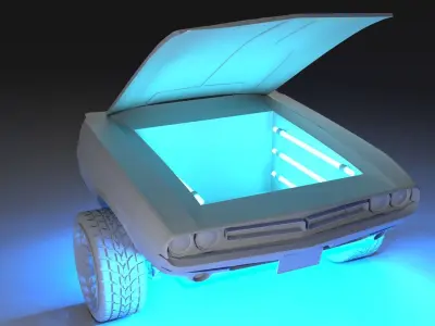 Refrigerator  of Dodge Challenger Low-poly 3D model