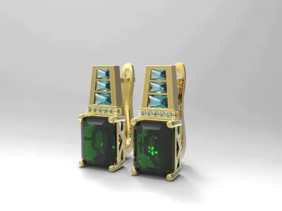 Emerald Princess earrings 3D print model