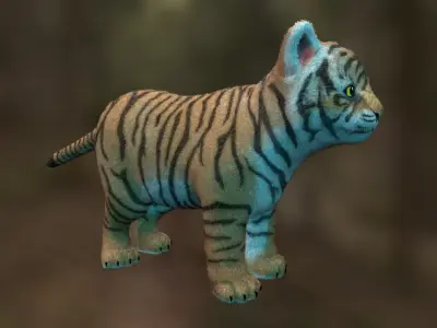 Tiger cub Low-poly 3D model