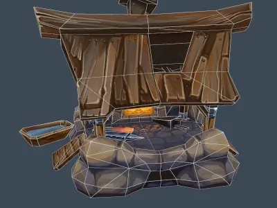 Cartoon Old Forge Building Low-poly 3D model