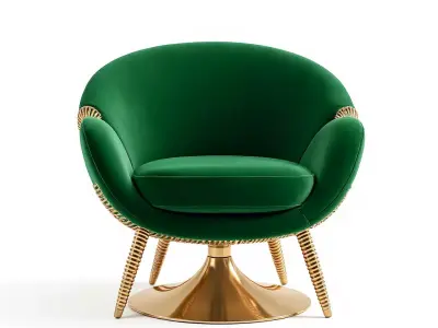 Luxury Armchair with Gold Base and Modern Design 3D model