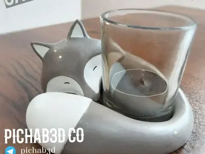 fox candle stick 3D print model
