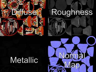 Colorful Floral Bowl Model Pack Low-poly 3D model