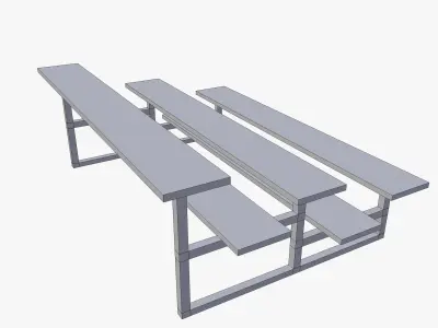 Tribune three wooden benches 3D model