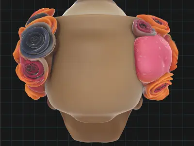 Day of the Dead Sugar Skull Floral Calavera Head  3D model