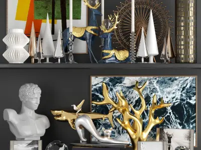 Decorative set of sculptor and decoration elements 3D model