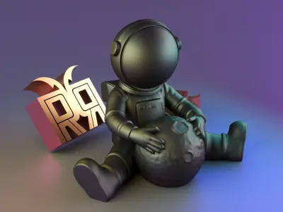 Astronaut Moon Hug Decor 3D print model