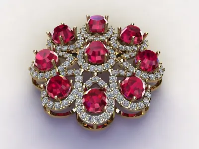 Solitaier Women Pendant 3dm file use natural gem 3D model