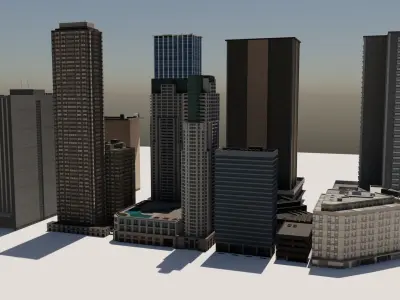 City Buildings Lowpoly Game Ready Free low-poly 3D model