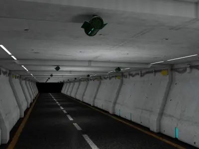 Road tunnel scene Low-poly 3D model