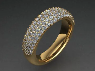 Golden Luxury Diamond Pave Ring 3D print model