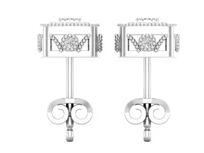 AV 680 Diamond Ladies Halo Stud Earrings 3D print model