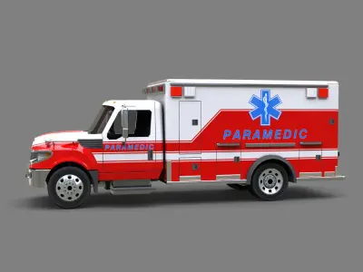 Ambulance truck Low-poly 3D model