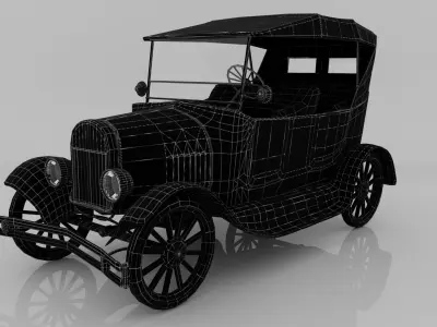 1923 classic car Touring Low-poly 3D model