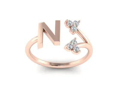 Jewelry Alphabet Ring N with Diamonds  3D print model