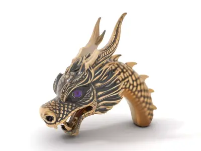 Golden Dragon Head model pack Low-poly 3D model