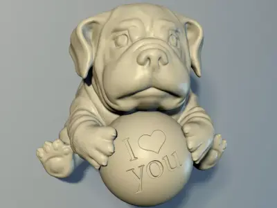 The puppy with a ball 3D print model