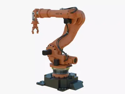 Industrial Robot Arm Orange Clean Low-poly 3D model