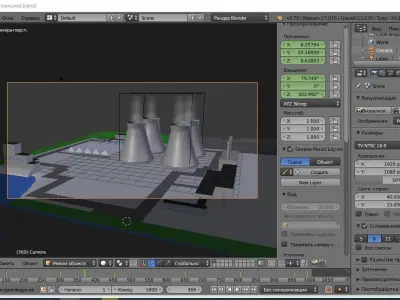 Nuclear Power Station Nuclear power plant Nuclear Power Station Low-poly 3D model