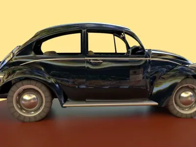 Wolkswagen beetle black car Low-poly 3D model
