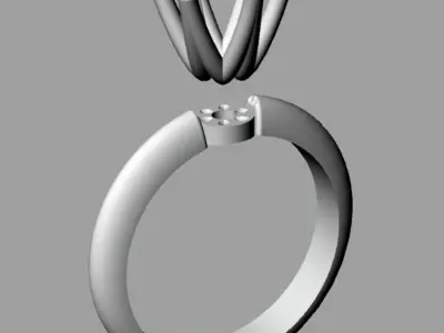 Solitaire Round diamond Cut Anello solitario Sl15 3D print model