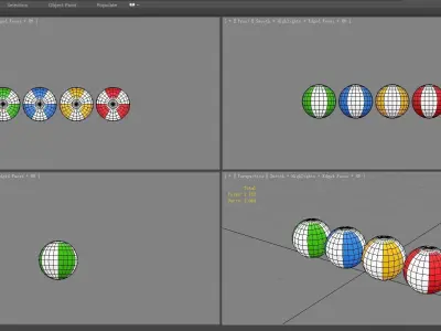 4 colored volleyballs Low-poly 3D model