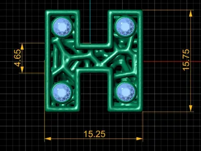 SIMPLE ALPHABET H PENDANT 3D PRINTABLE MODEL  3D print model