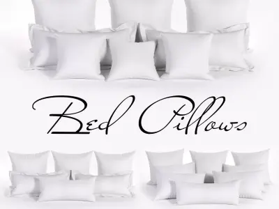 White Bed Pillows 01   3 sets   22 different Pillows  3D model