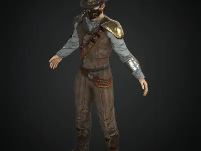  Steampunk rigged character Low-poly 3D model