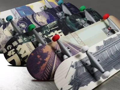 Realistic skateboards AssetPack Low-poly 3D model