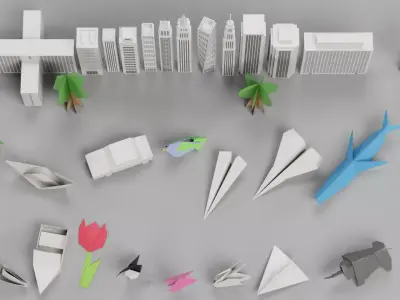 Huge Paper Models Collection Low-poly 3D model