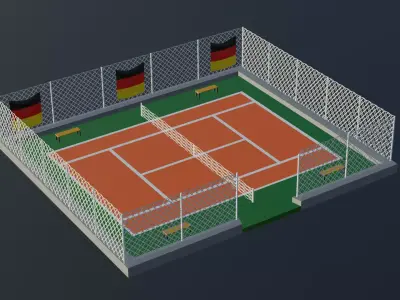 Tennis Court - Germany Low-poly 3D model