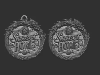 home sweet home keychain  3D print model