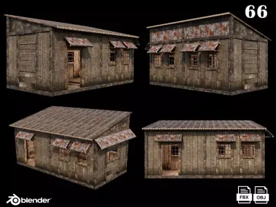 Medieval Houses 66- 4K Textures Game Ready Low-poly 3D model