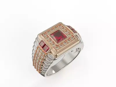 SQUARE STONE RING Free 3D print model