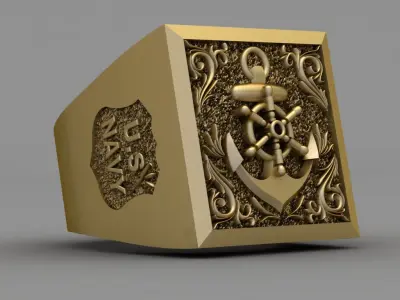 US Navy Men Ring 3D Print Model 3D print model