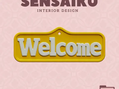 Welcome Door Sign 3D Print File for DIY Home Decor Sensaiku  3D print model