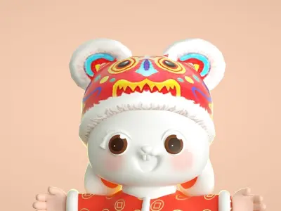 cartoon new year rabbit 3D model