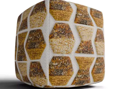Gold Tufted Pouf by Sawyer 3D model