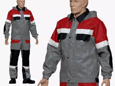 001156 engineering suit light gray Low-poly 3D model