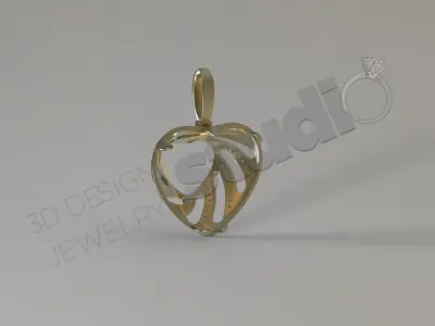 Luxury heart pendant with gems 3d model 3D print model