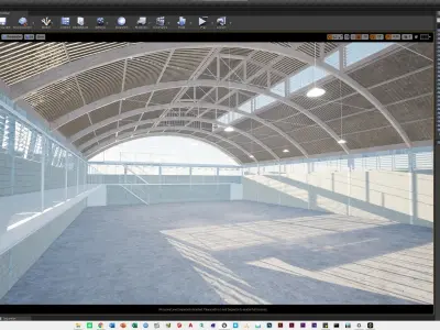 Curved Roof  Warehouse  for Unreal 4 Low-poly 3D model