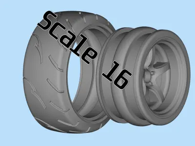 3d printing Tire Rims Wheel set for miniatures cars  3D print model